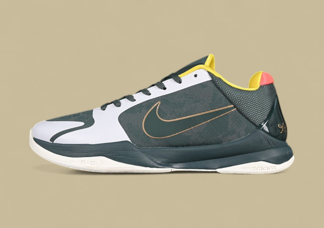 Nike Kobe EYBL "Forest Green Metallic Red Bronze Speed Yellow" Elite Youth-Inspired Low-Top Basketball Sneaker