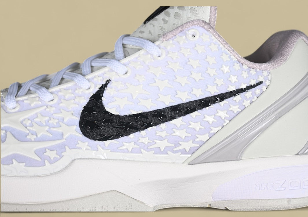 Nike Zoom Kobe "Sail" White Black Basketball Shoe with Star Embossed Upper