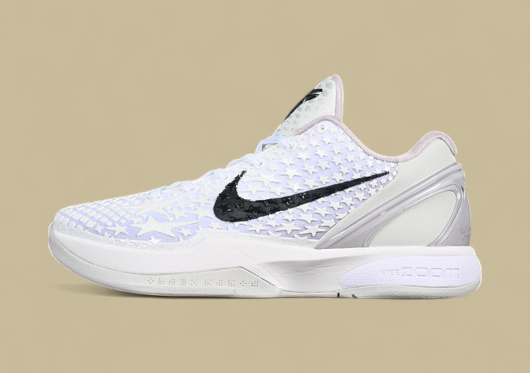 Nike Zoom Kobe "Sail" White Black Basketball Shoe with Star Embossed Upper