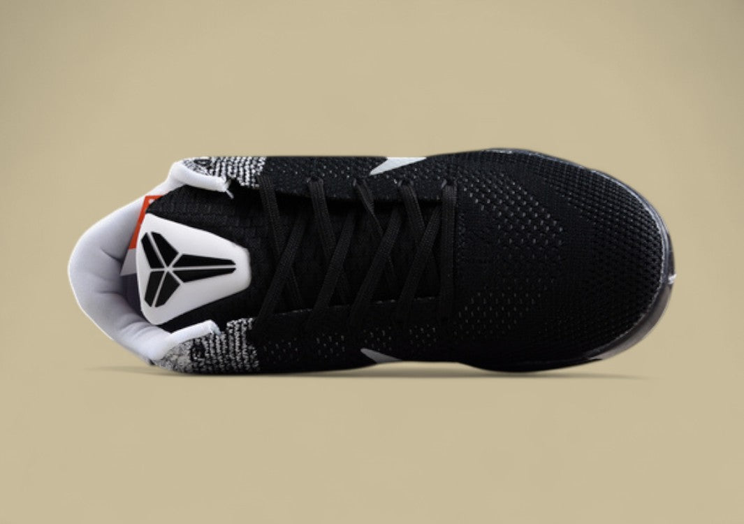 Nike Kobe Elite Low Last Emperor White Grey Black Flyknit Gradient Style With Sleek Low Profile