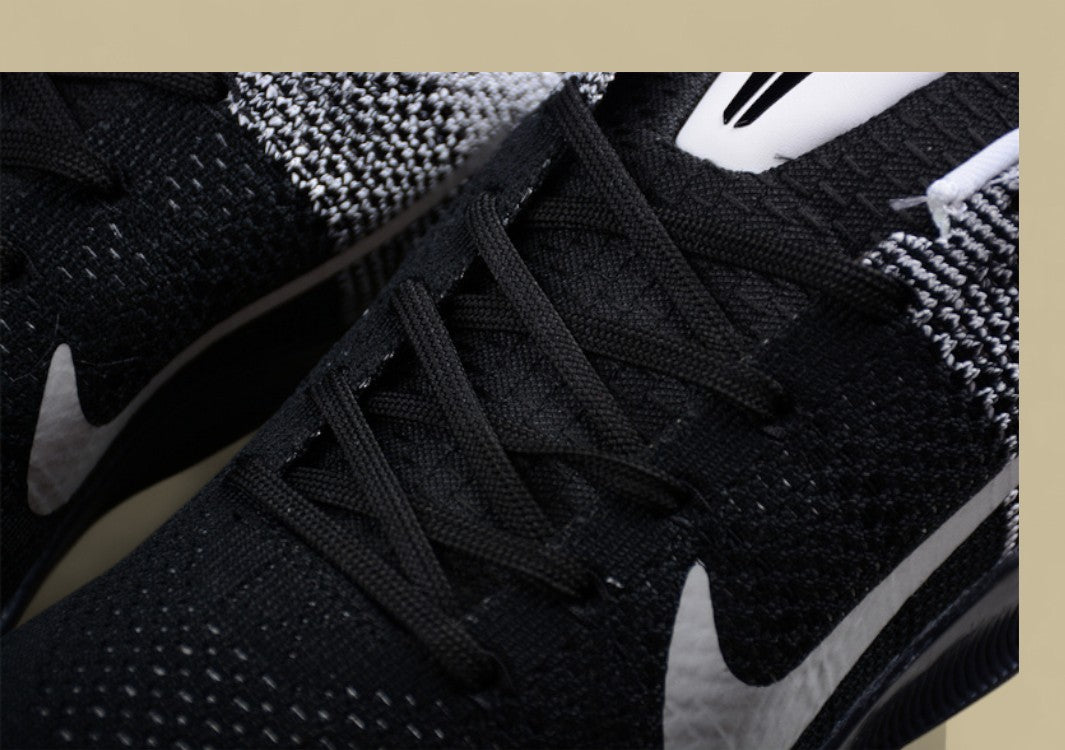 Nike Kobe Elite Low Last Emperor White Grey Black Flyknit Gradient Style With Sleek Low Profile