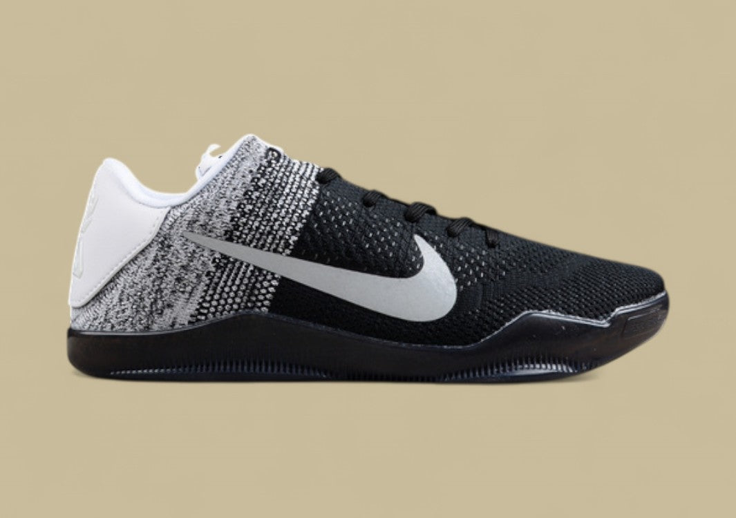 Nike Kobe Elite Low Last Emperor White Grey Black Flyknit Gradient Style With Sleek Low Profile