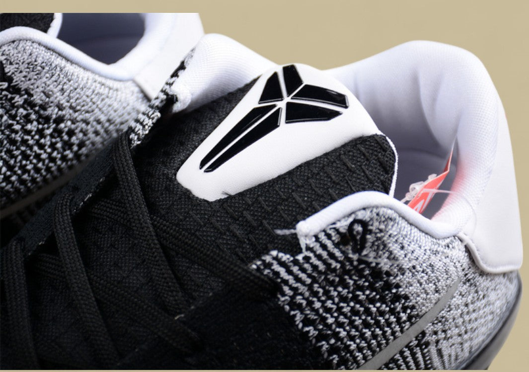 Nike Kobe Elite Low Last Emperor White Grey Black Flyknit Gradient Style With Sleek Low Profile