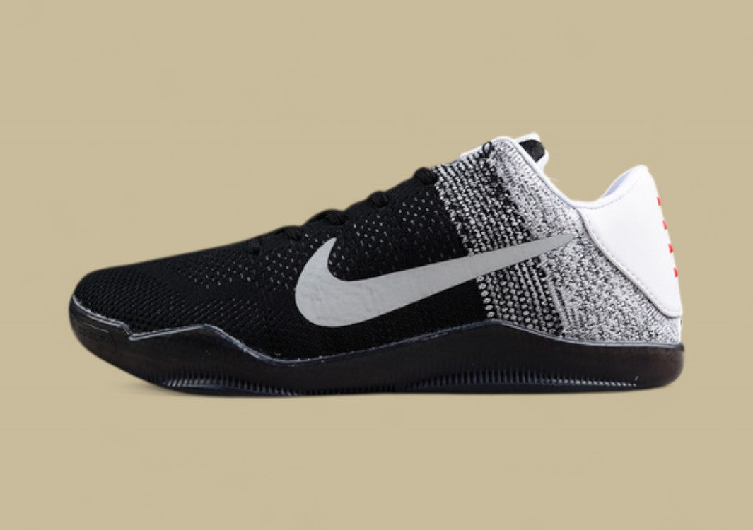 Nike Kobe Elite Low Last Emperor White Grey Black Flyknit Gradient Style With Sleek Low Profile
