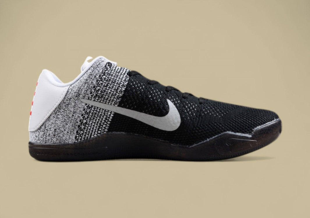 Nike Kobe Elite Low Last Emperor White Grey Black Flyknit Gradient Style With Sleek Low Profile