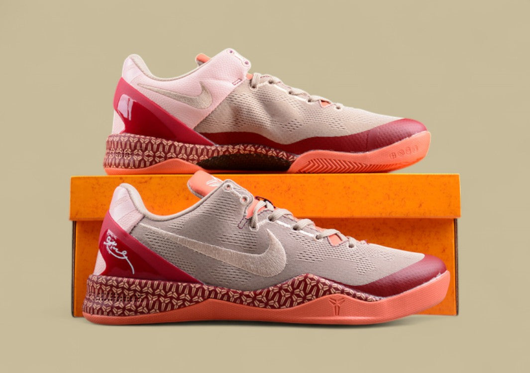 Nike Kobe Grey Red Orange Basketball Shoes Dynamic Colorway With Signature Low-top Design