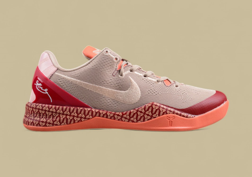 Nike Kobe Grey Red Orange Basketball Shoes Dynamic Colorway With Signature Low-top Design
