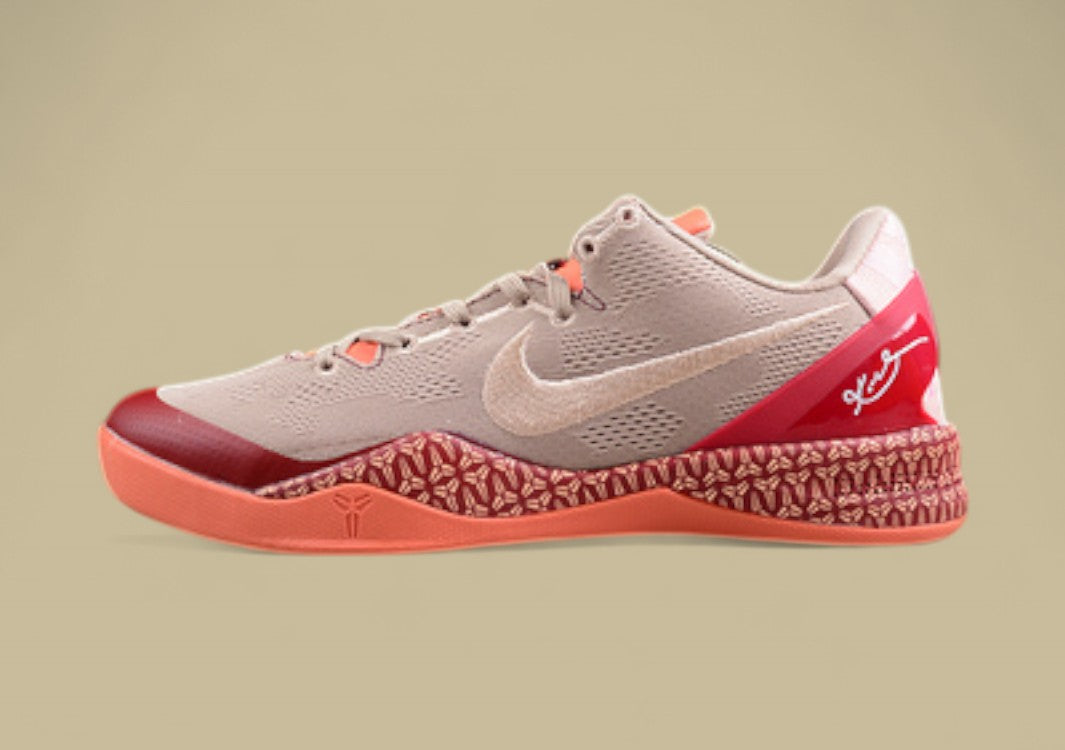 Nike Kobe Grey Red Orange Basketball Shoes Dynamic Colorway With Signature Low-top Design