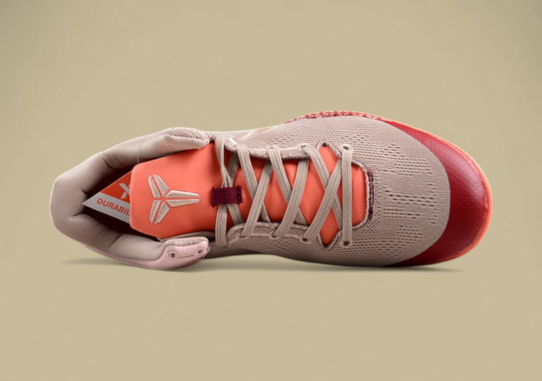 Nike Kobe Grey Red Orange Basketball Shoes Dynamic Colorway With Signature Low-top Design
