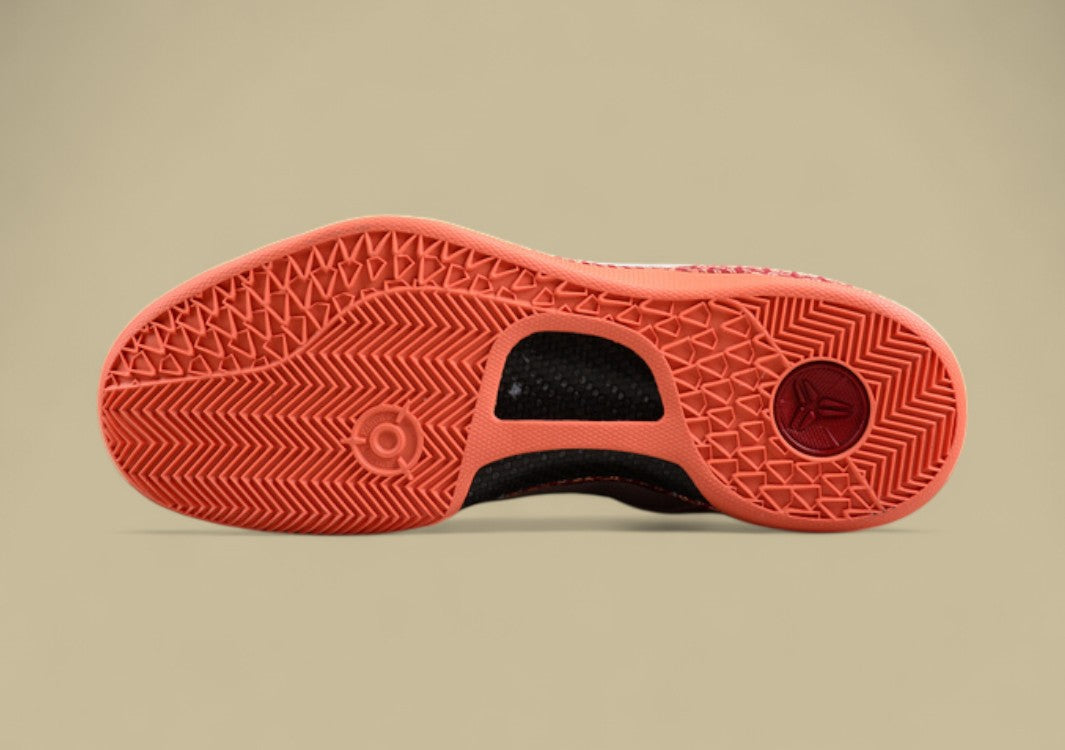 Nike Kobe Grey Red Orange Basketball Shoes Dynamic Colorway With Signature Low-top Design