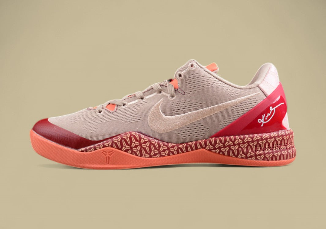 Nike Kobe Grey Red Orange Basketball Shoes Dynamic Colorway With Signature Low-top Design