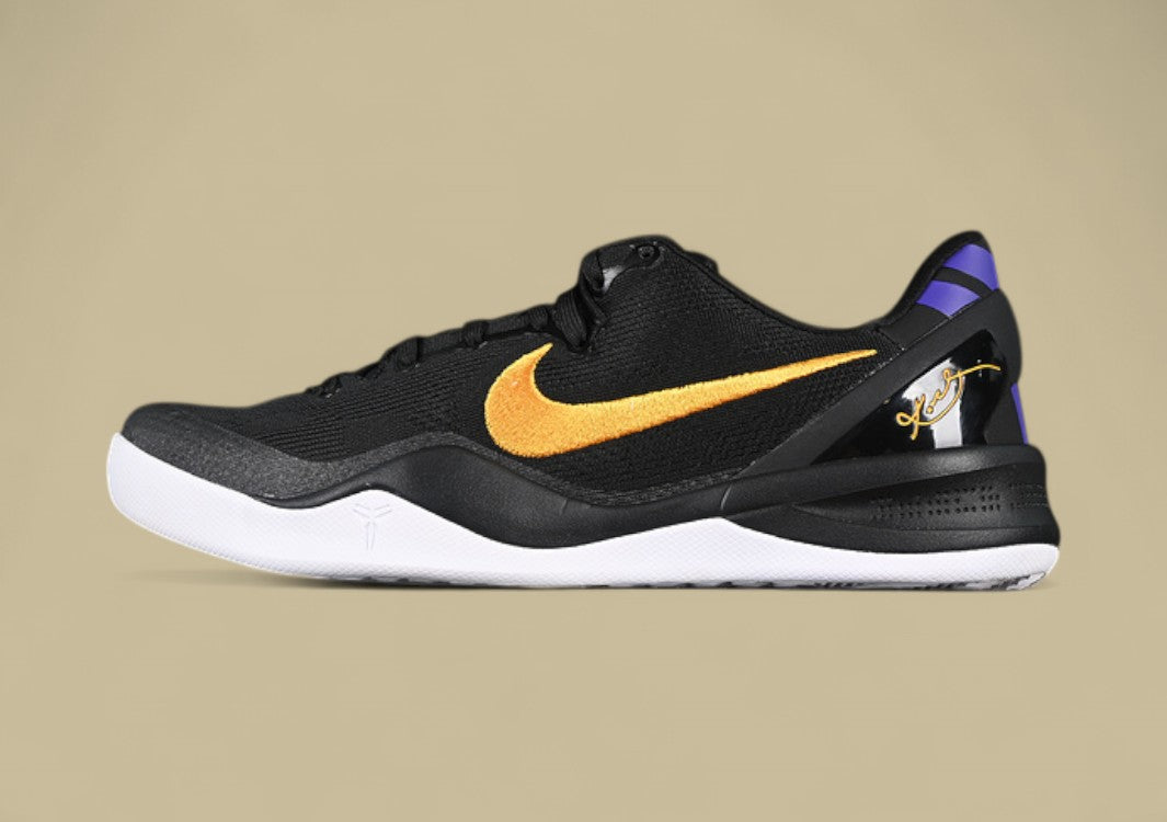 Nike Kobe "Lakers Away" Black University Gold White Court Purple Classic Low-Top Basketball Shoe in Lakers Road Colors