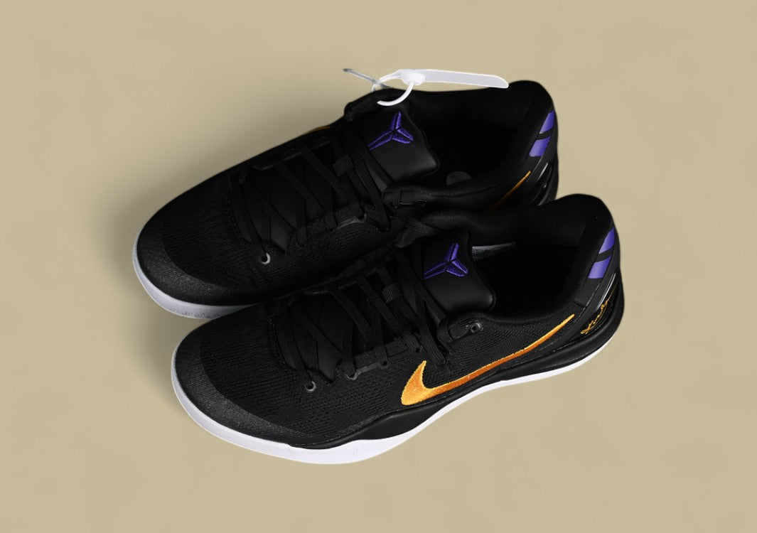 Nike Kobe "Lakers Away" Black University Gold White Court Purple Classic Low-Top Basketball Shoe in Lakers Road Colors