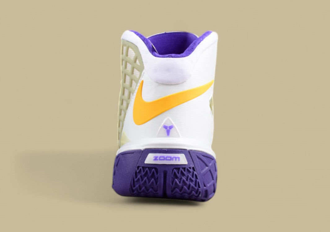 Nike Kobe Lakers Metallic Silver Canyon Gold Varsity Purple Iconic Grid Upper With Team Colors
