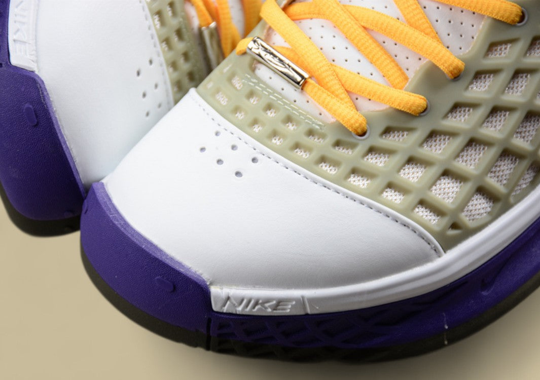 Nike Kobe Lakers Metallic Silver Canyon Gold Varsity Purple Iconic Grid Upper With Team Colors