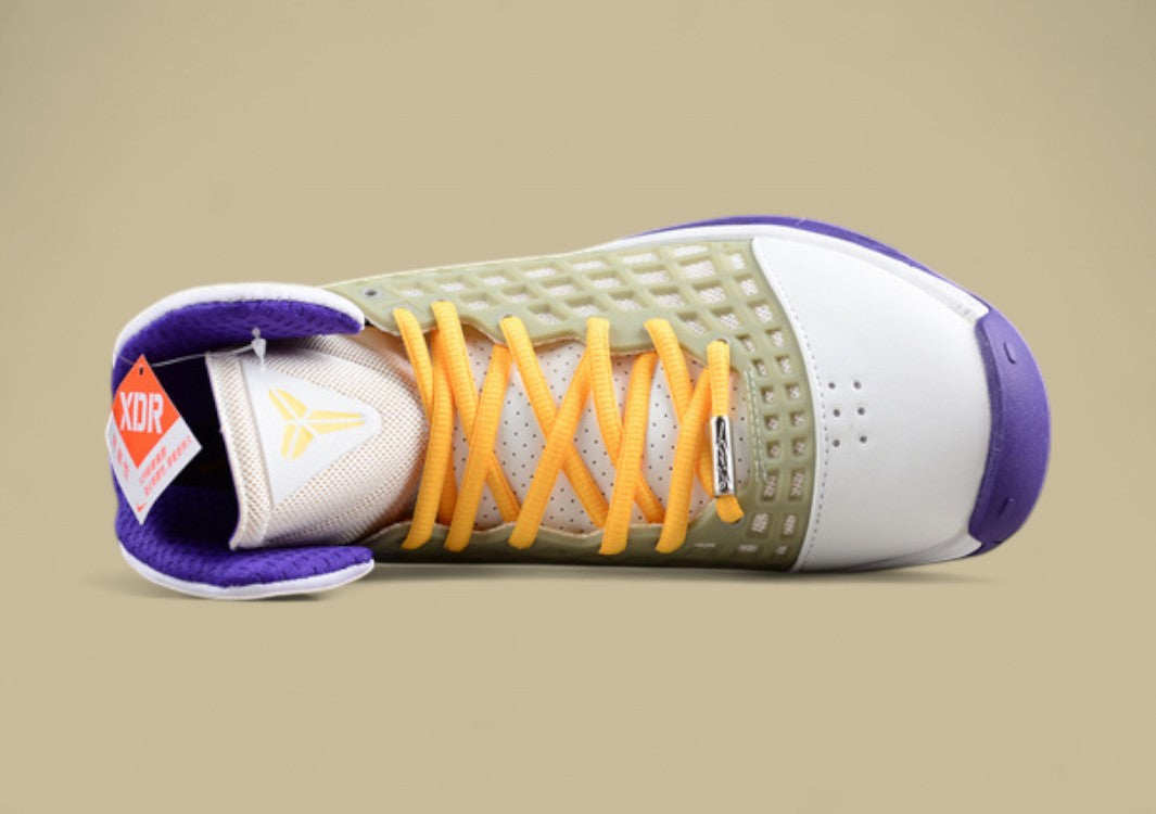 Nike Kobe Lakers Metallic Silver Canyon Gold Varsity Purple Iconic Grid Upper With Team Colors