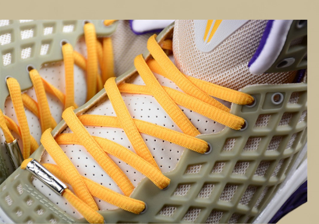 Nike Kobe Lakers Metallic Silver Canyon Gold Varsity Purple Iconic Grid Upper With Team Colors