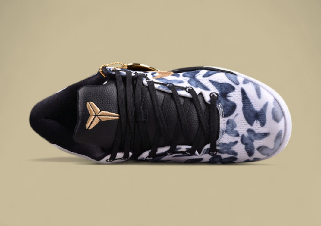 Nike Kobe "Mambacita" White Metallic Gold Black Tribute Edition Low-Top Basketball Shoe Honoring Gigi Bryant