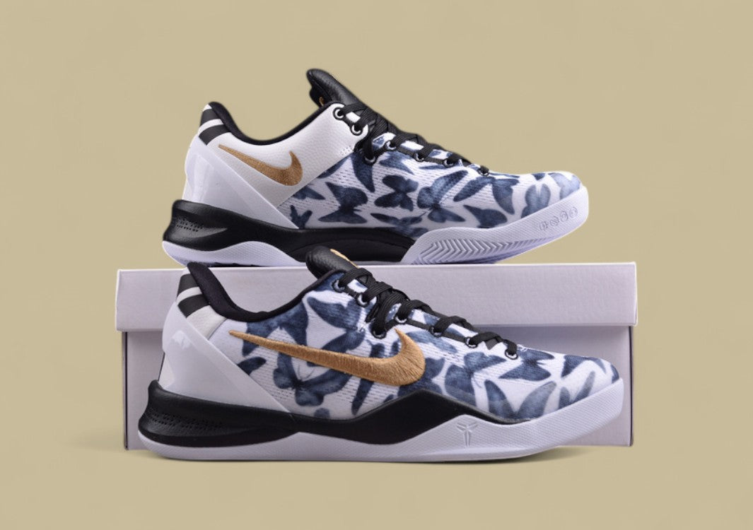 Nike Kobe "Mambacita" White Metallic Gold Black Tribute Edition Low-Top Basketball Shoe Honoring Gigi Bryant