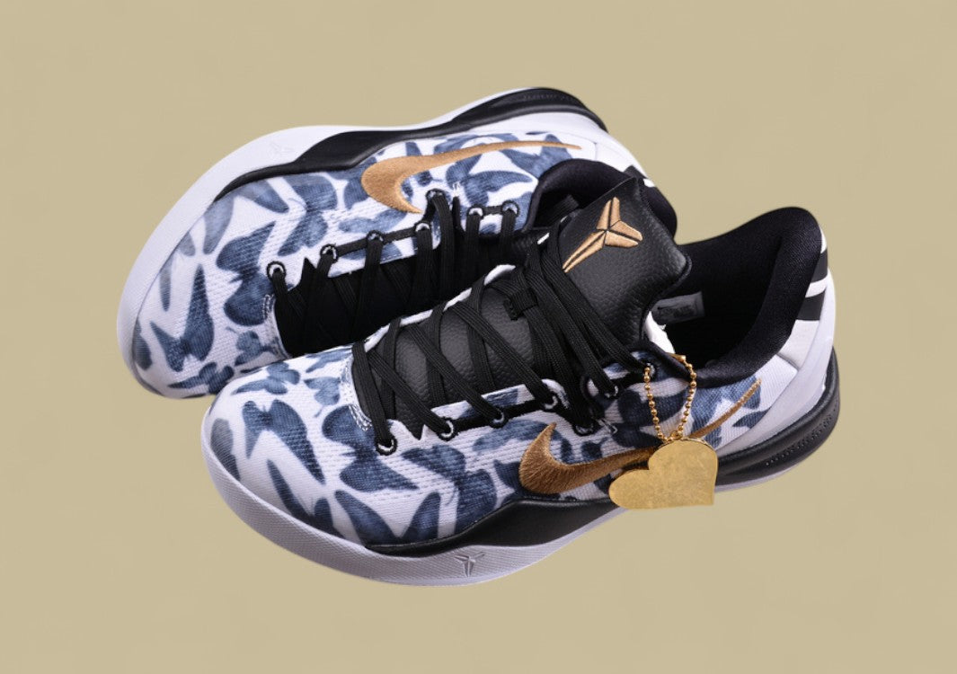 Nike Kobe "Mambacita" White Metallic Gold Black Tribute Edition Low-Top Basketball Shoe Honoring Gigi Bryant