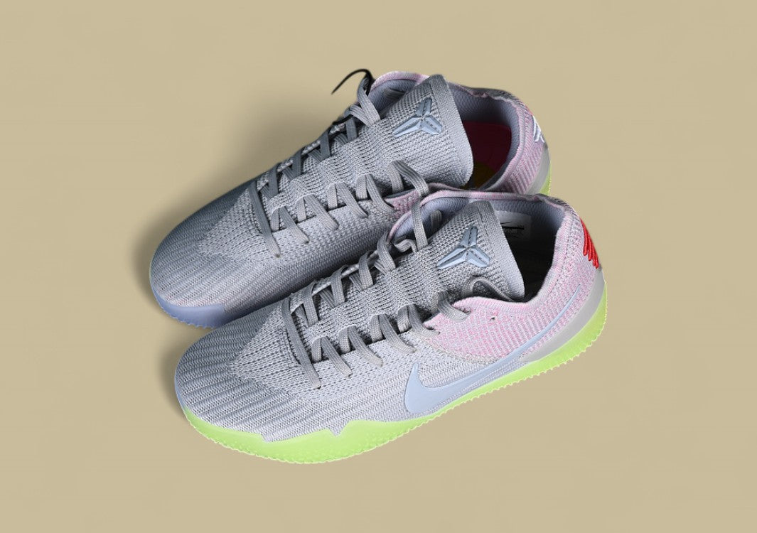 Nike Kobe Nxt 360 Pink Red Grey Green Flyknit Upper With Glow Sole and Futuristic Build