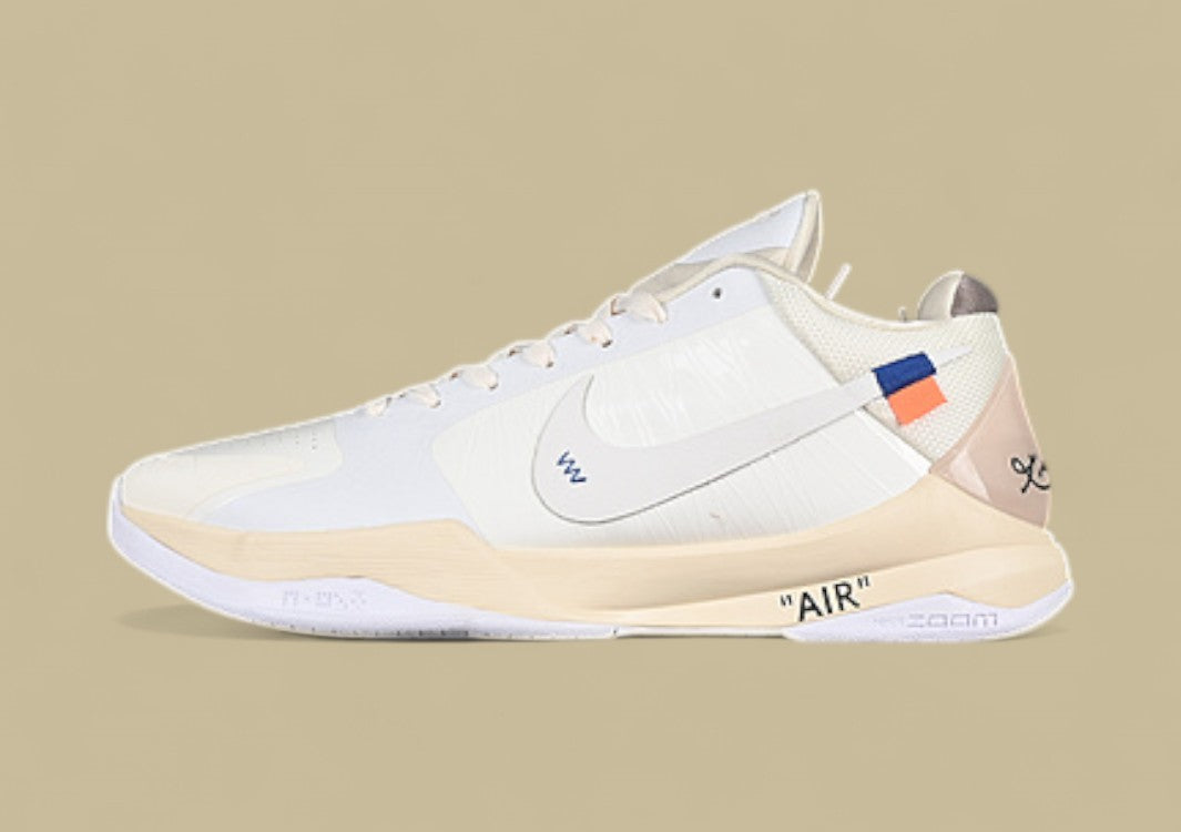 Nike Kobe Off-White "White Beige" Limited Edition Collaborative Low-Top Basketball Sneaker with Signature Deconstructed Style