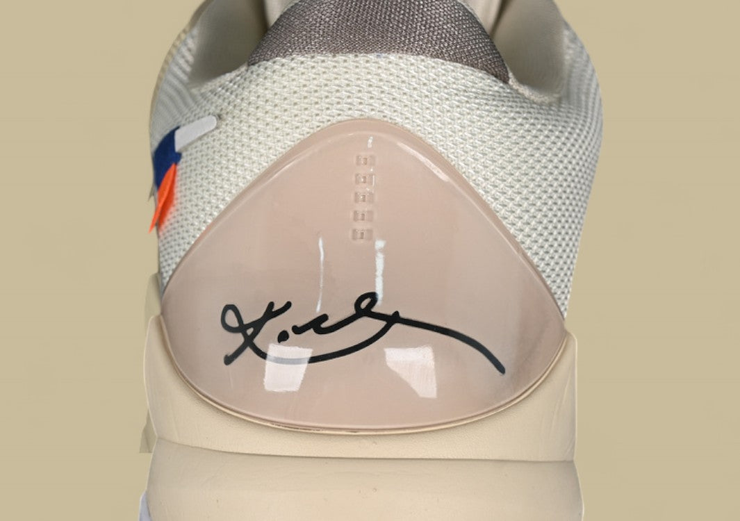 Nike Kobe Off-White "White Beige" Limited Edition Collaborative Low-Top Basketball Sneaker with Signature Deconstructed Style