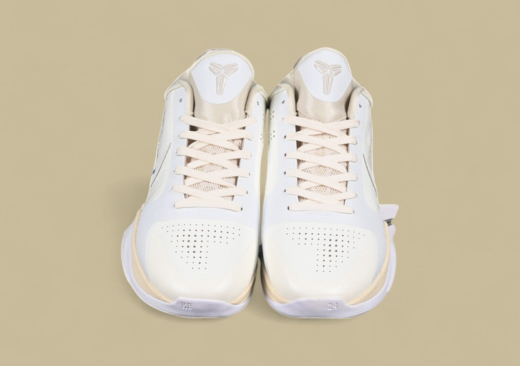 Nike Kobe Off-White "White Beige" Limited Edition Collaborative Low-Top Basketball Sneaker with Signature Deconstructed Style