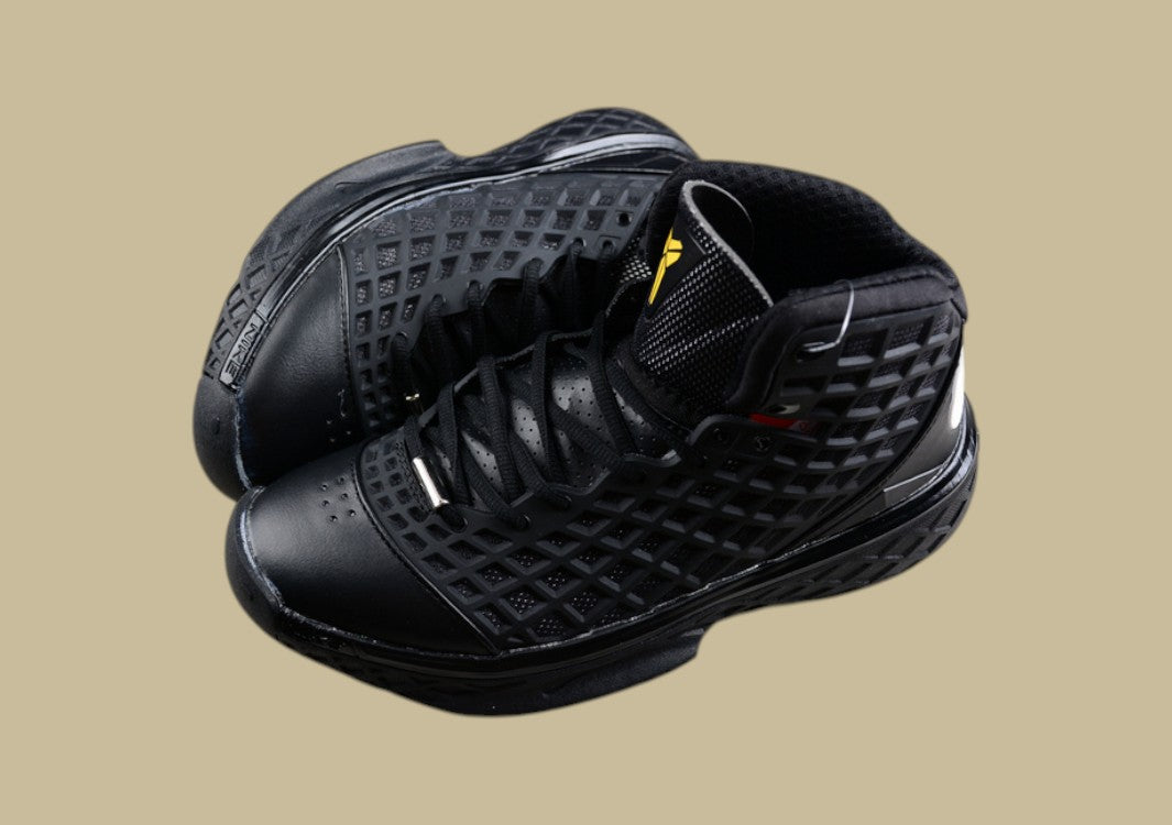 Nike Kobe Orca Black White Anthracite Varsity Maize All-black Cage Design With Bold Accents