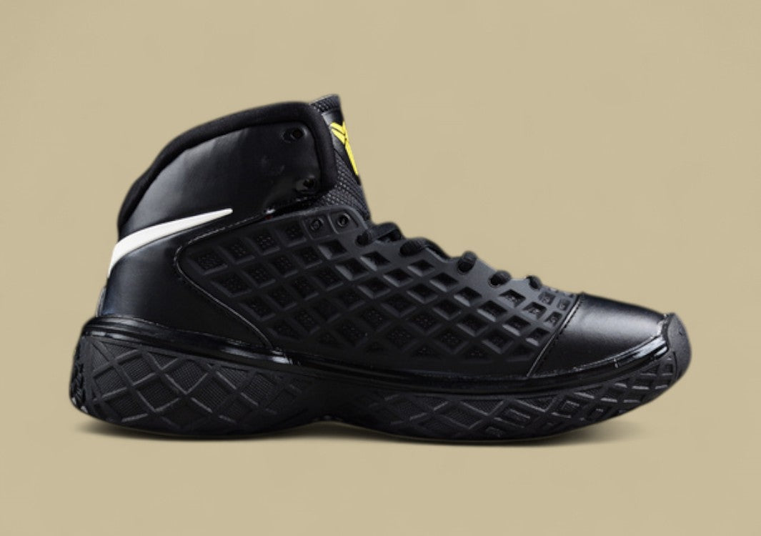 Nike Kobe Orca Black White Anthracite Varsity Maize All-black Cage Design With Bold Accents