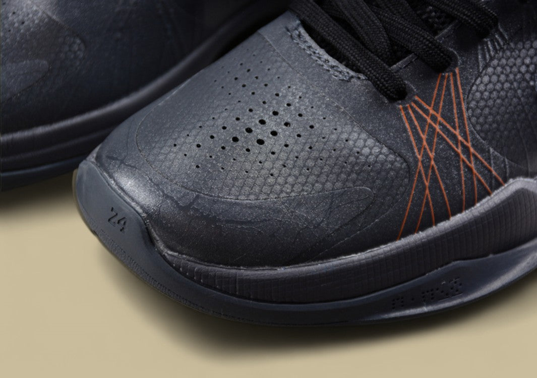 Nike Kobe Protro Black Grey Sleek Metallic Finish With Low-top Profile and Red Heel Accent