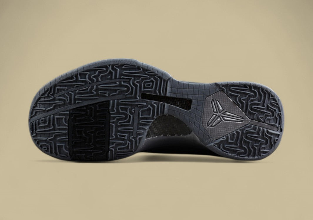 Nike Kobe Protro Black Grey Sleek Metallic Finish With Low-top Profile and Red Heel Accent