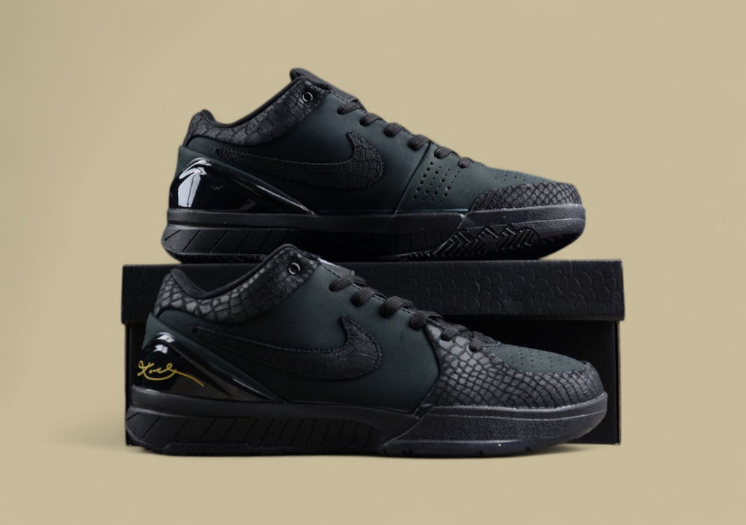 Nike Kobe Protro Black Mamba All-black Basketball Shoes With Snakeskin Texture Detailing