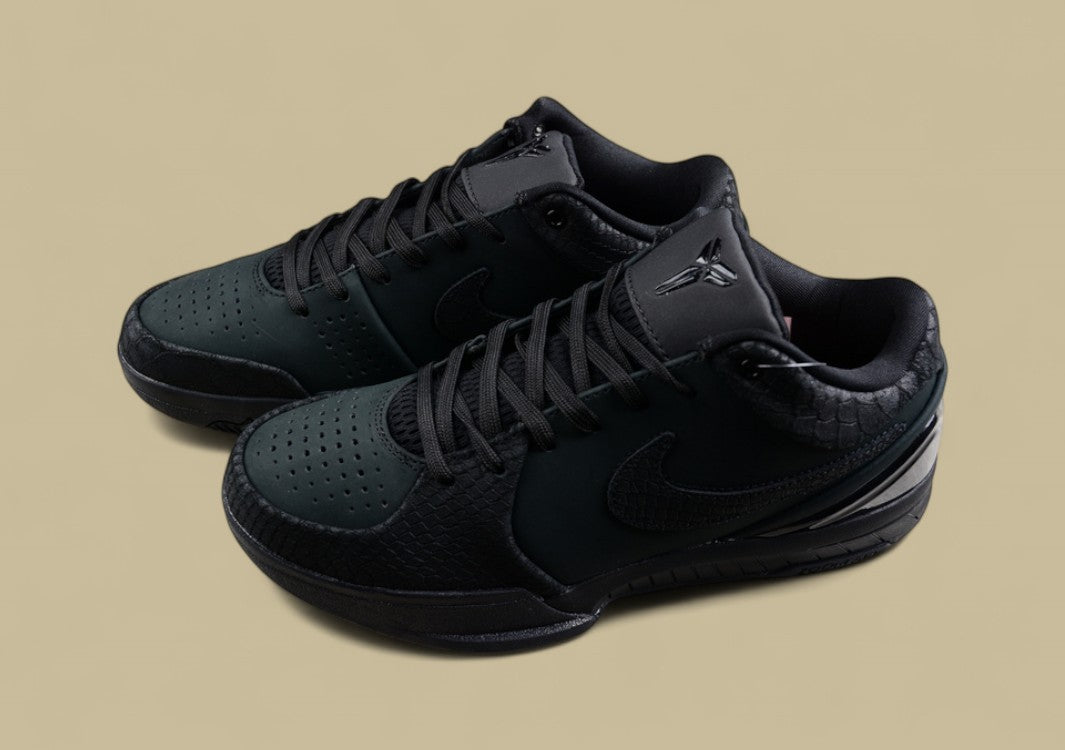 Nike Kobe Protro Black Mamba All-black Basketball Shoes With Snakeskin Texture Detailing
