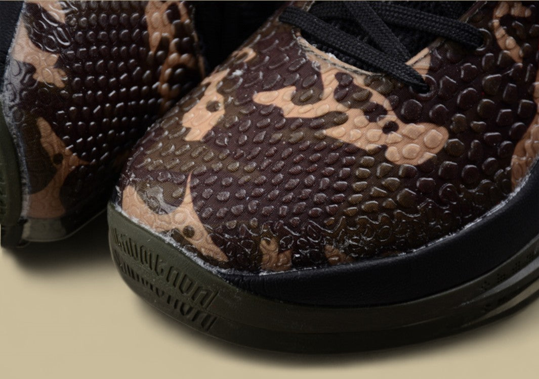 Nike Kobe Protro Black Red Green Brown Snake Print Design With Bold Crimson Swoosh Accent