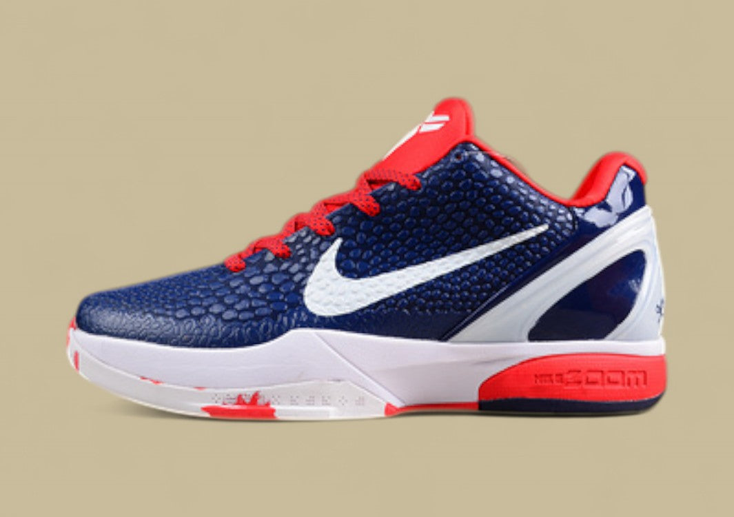 Nike Kobe Protro Blue White Red Scaled Texture Basketball Shoes With Patriotic Color Blocking