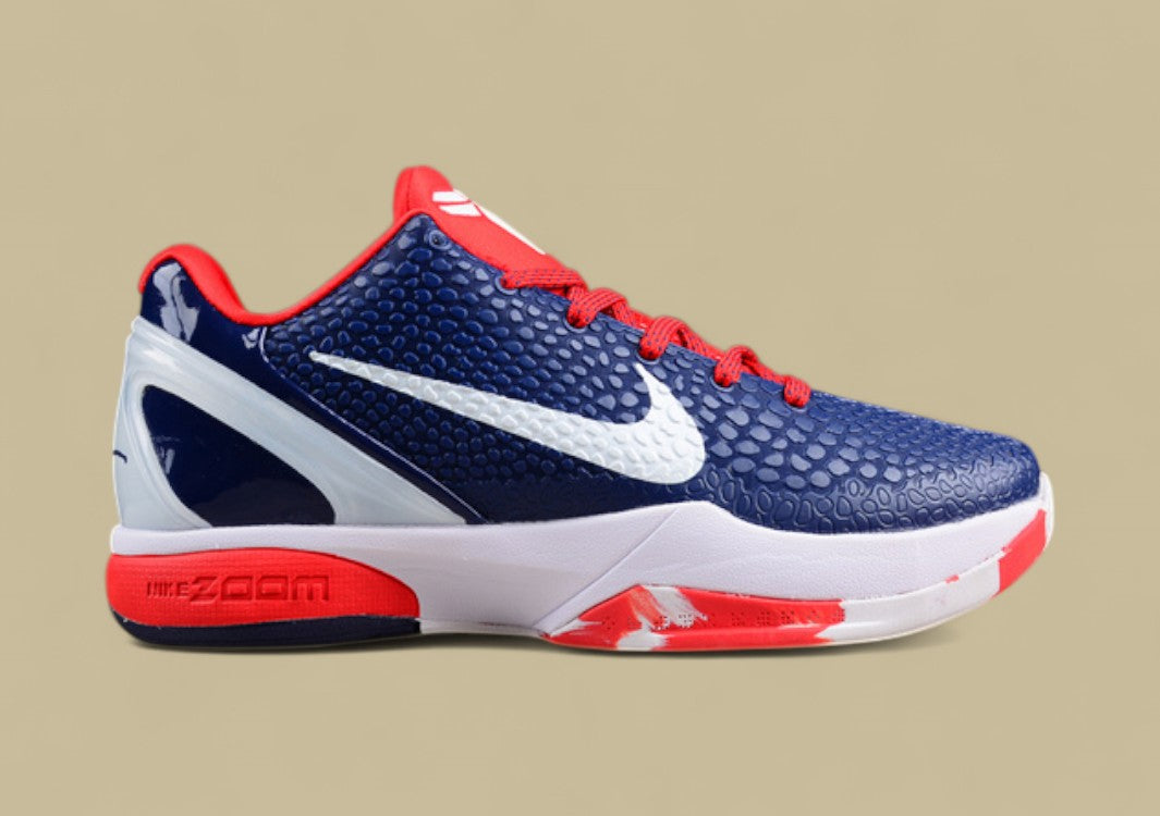 Nike Kobe Protro Blue White Red Scaled Texture Basketball Shoes With Patriotic Color Blocking