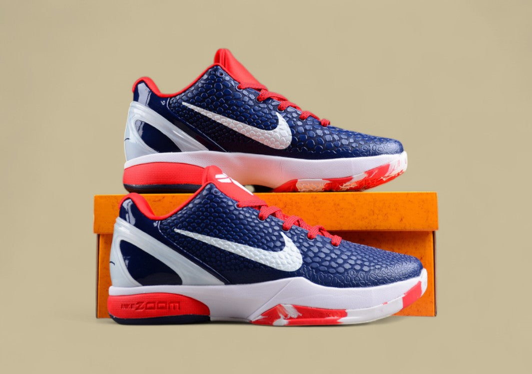 Nike Kobe Protro Blue White Red Scaled Texture Basketball Shoes With Patriotic Color Blocking