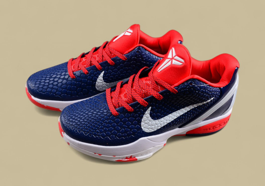 Nike Kobe Protro Blue White Red Scaled Texture Basketball Shoes With Patriotic Color Blocking