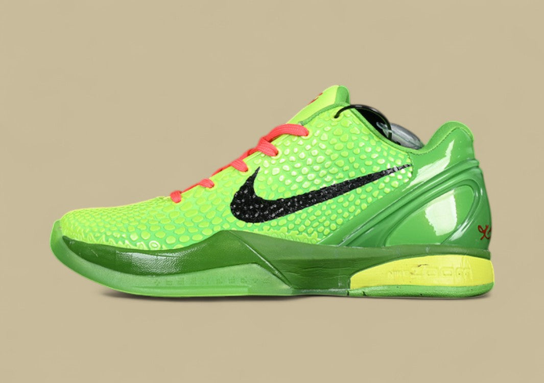 Nike Kobe Protro Green Apple Volt Crimson Black Bold “grinch” Look With Glossy Snakeskin Upper
