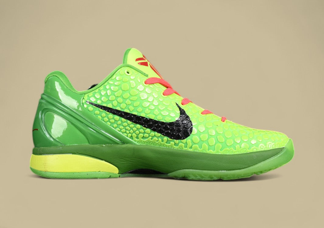 Nike Kobe Protro Green Apple Volt Crimson Black Bold “grinch” Look With Glossy Snakeskin Upper
