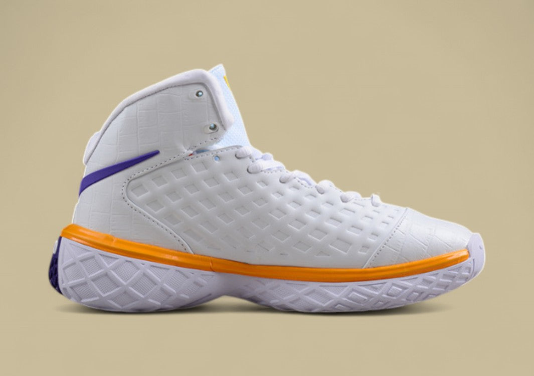 Nike Kobe Protro Mvp White Gold purple Grid Cage Design With Classic Lakers Color Blocking