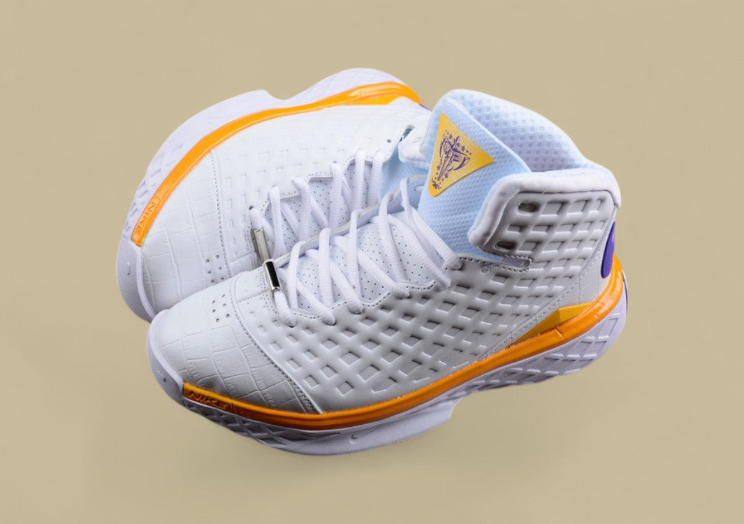 Nike Kobe Protro Mvp White Gold purple Grid Cage Design With Classic Lakers Color Blocking