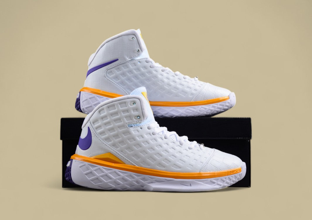 Nike Kobe Protro Mvp White Gold purple Grid Cage Design With Classic Lakers Color Blocking