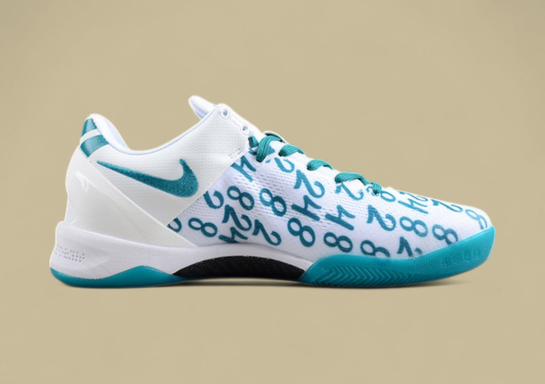 Nike Kobe Protro Radiant Emerald White Green Blue Bold Number Print & Sleek Low-top Style