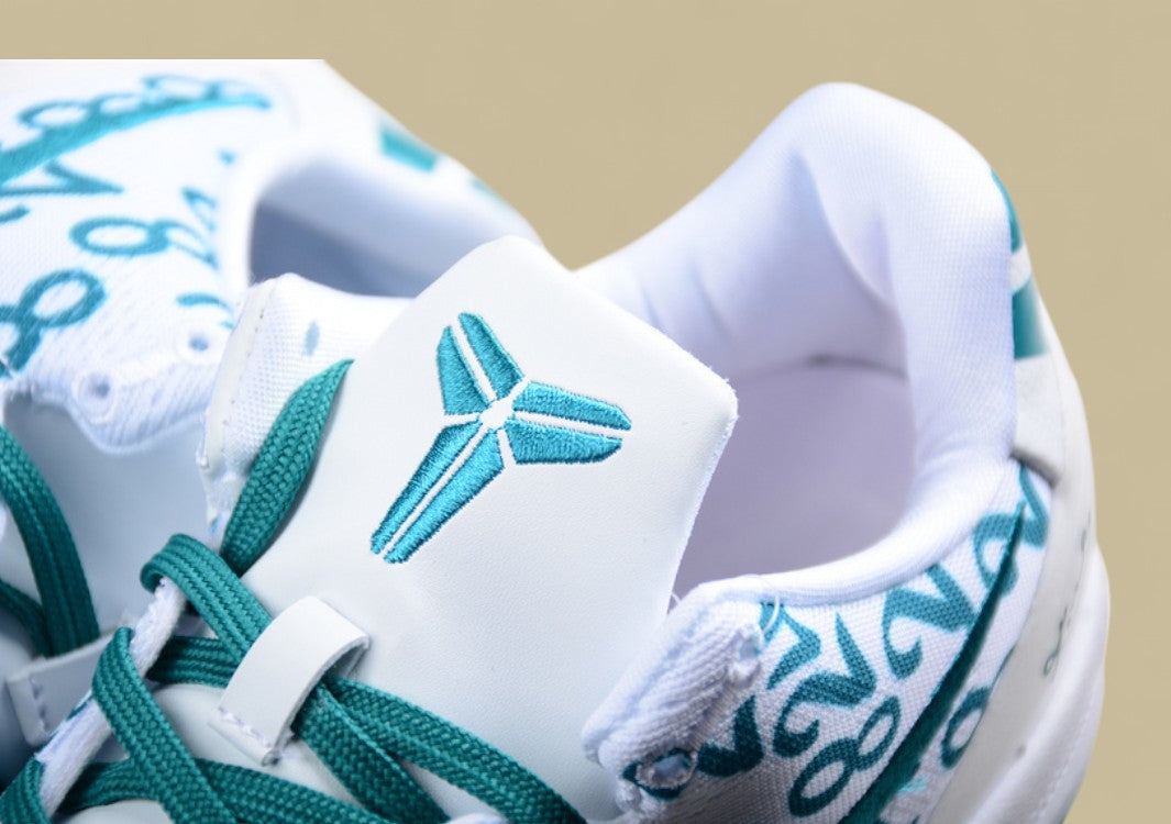 Nike Kobe Protro Radiant Emerald White Green Blue Bold Number Print & Sleek Low-top Style