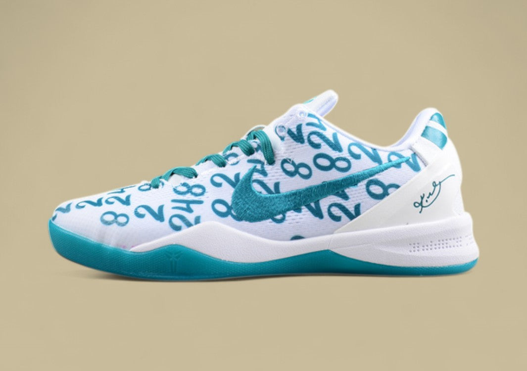 Nike Kobe Protro Radiant Emerald White Green Blue Bold Number Print & Sleek Low-top Style