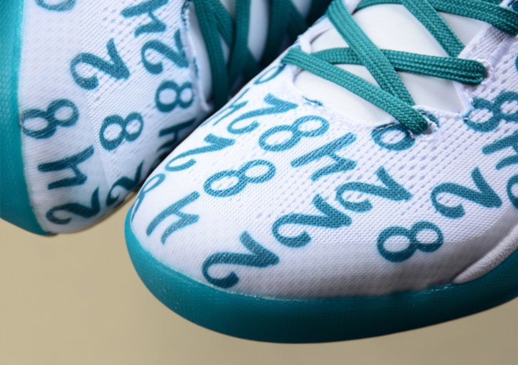 Nike Kobe Protro Radiant Emerald White Green Blue Bold Number Print & Sleek Low-top Style