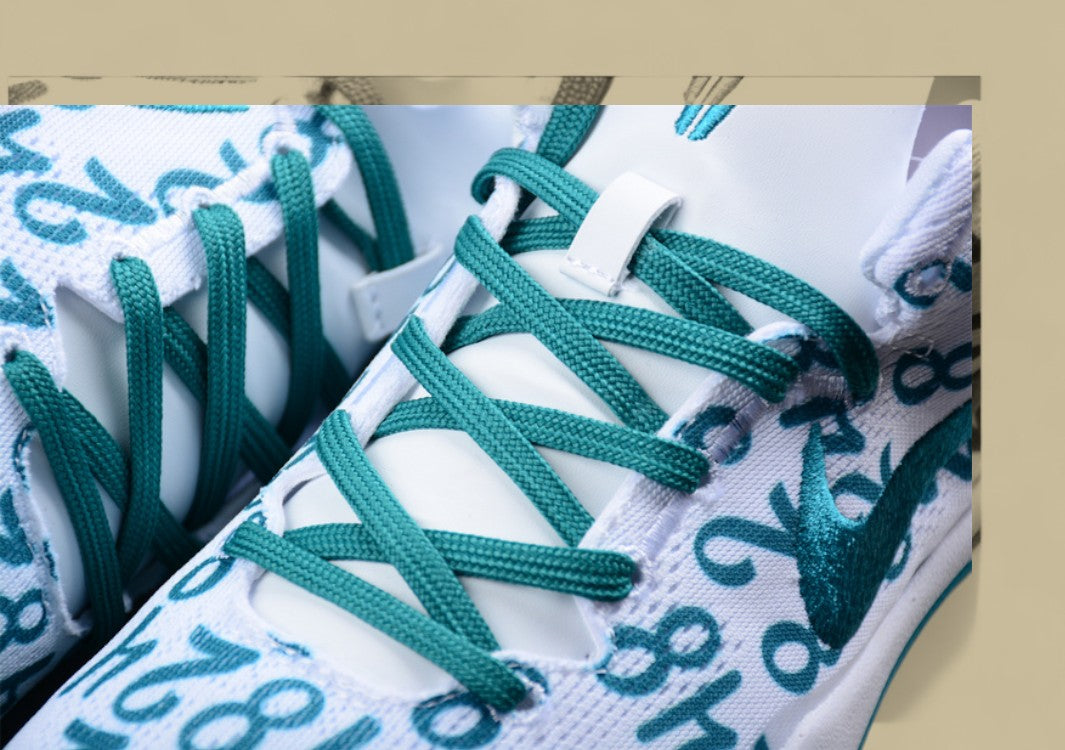 Nike Kobe Protro Radiant Emerald White Green Blue Bold Number Print & Sleek Low-top Style