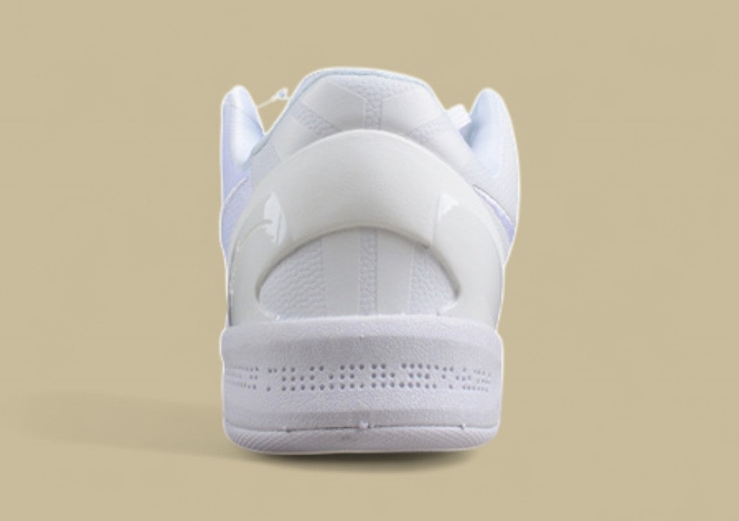 Nike Kobe Protro Triple White Sleek All-white Low-top Basketball Shoe With Minimalist Design